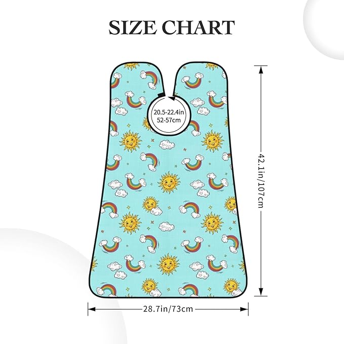Adjustable Beard Catcher Apron, Boho Style Clouds Hippie Sun Rainbow Shave Bib, Non-Stick Waterproof Grooming Bib, Shaving Essential for Men Dad Christmas