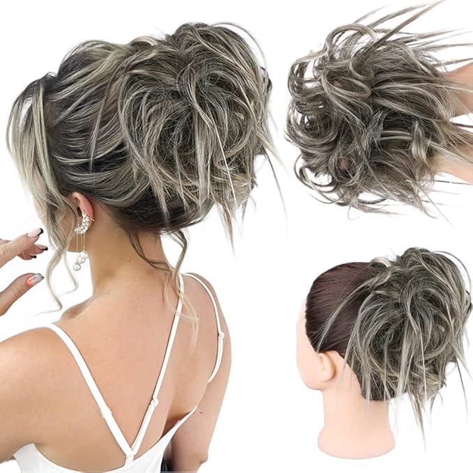 HMD Messy Bun Hair Piece Hair With Elastic Rubber Band Extensions Hairpiece Synthetic Hair Extensions Scrunchies Hairpiece for Women