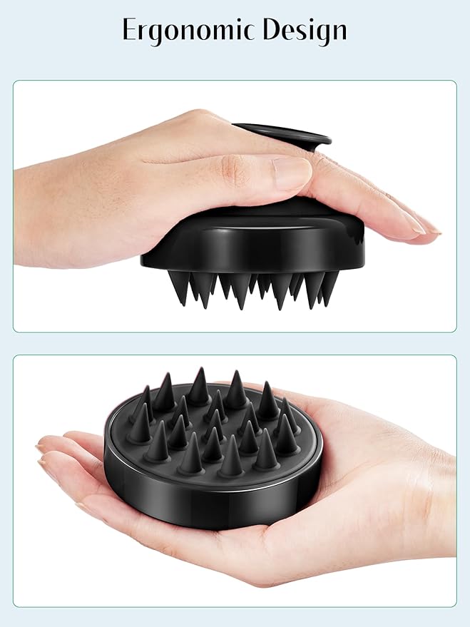 HEETA Scalp Massager Hair Growth 2-Pack, Soft Silicone Scalp Scrubber Shampoo Brush for Exfoliation Dandruff Removal Head Massage Stress Relax, Wet & Dry Use for Women Men Thick Thin Curly Hair Care