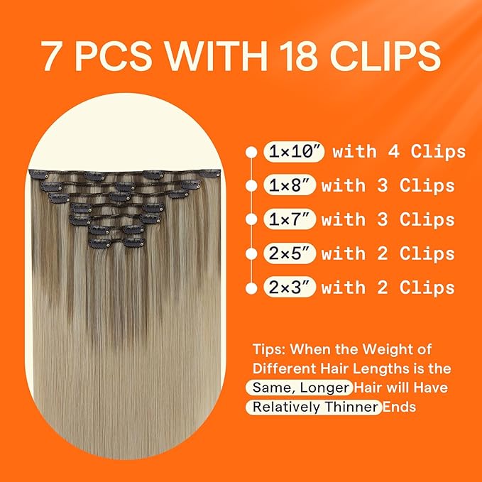 Full Shine Clip in Extensions for Women 16 Inch Teddy Bear Blonde Balayage Seamless Clip in Hair Extensions Human Hair Blonde 120 G 7 Pcs