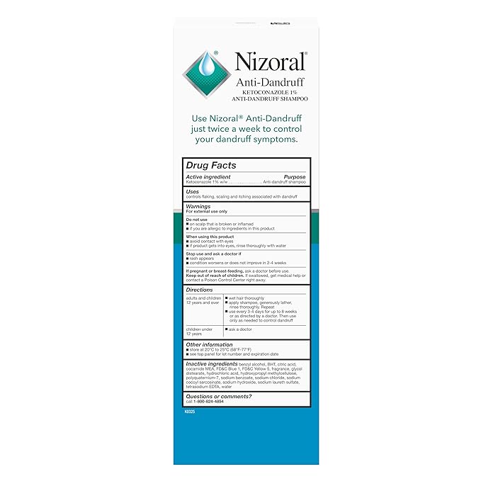 Nizoral Anti-Dandruff Shampoo with 1% Ketoconazole, 14 Fl Oz, Peppermint and Tea Tree Scent, Anti Fungal Shampoo, For All Hair Types