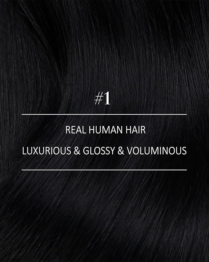 YoungSee 85G Clip in Human Hair Extensions Black Short Human Hair Clip in Extensions Jet Black Clip ins Hair Extension Real Human Hair Natural Short Hair Extension for Women 12Inch 7Pcs