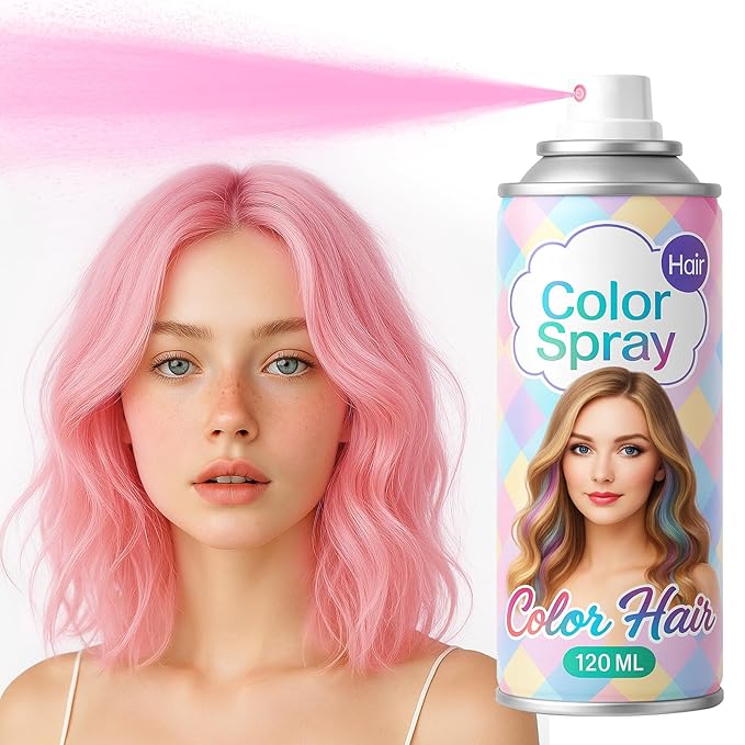 Pink Temporary Hair Color Spray for Adult & Teens Kids, 1-Day Washable Hair Spray, Fun Bright Shade for Cosplay, Halloween, DIY Hair Looks, Festivals & Parties