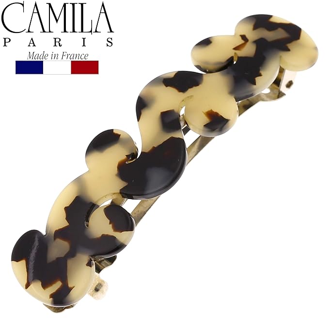 Camila Paris V105 French Hair Barrette Clip for Girls Handmade, Flow, Metal Clasp Strong Hold Grip Hair Clips for Women, No Slip and Durable Styling Girls Hair Accessories, Made in France