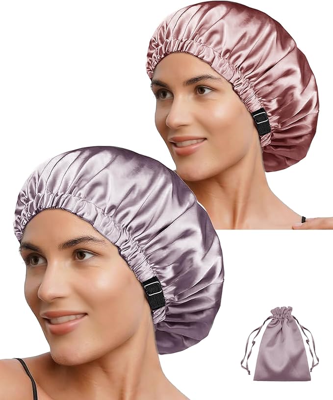 3Pcs Hair Bonnets For Sleeping Satin Bonnet For Women Silk Bonnets Womens Curly Hair Sleep Caps Silky Night Cap