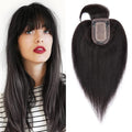 SEGO Hair Toppers for Women Real Human Hair with Thinning Hair, Toppers Hair Pieces Clip in Toppers Straight Hair Pieces with Front Bangs 150% Density Silk Base -6 Inch #1B Natural black