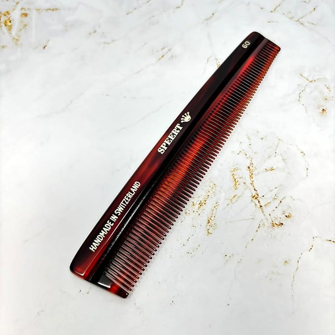 #60 Handmade Narrow Tooth Comb Tortoise Havana Acetate Fine Straight Thin Detangling Parting Grooming Teasing Hair Styling Hairdresser Barber Hairdressing Wet Dry Pocket Travel Women Men Kids
