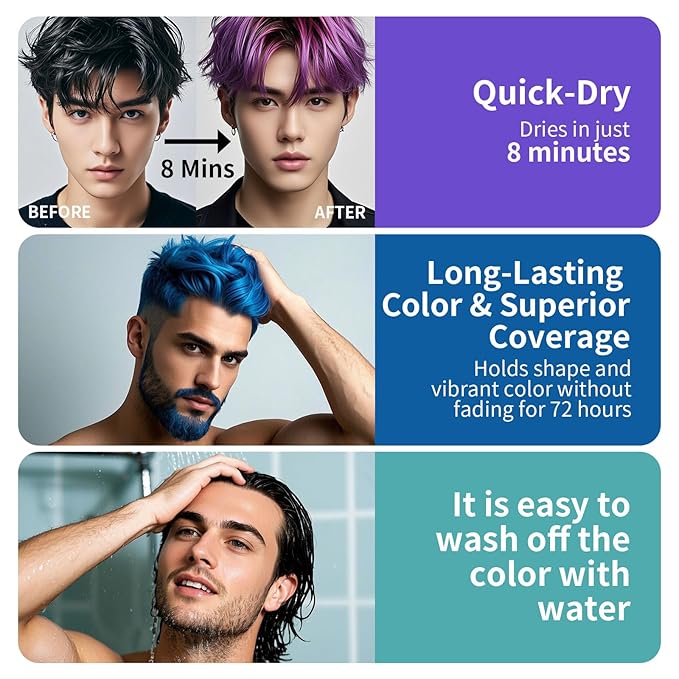Temporary Hair Color Wax for Men - SUPIYA Washable Hair Wax Color, All-Day Hold Disposable Hair Wax for Party, Cosplay & Daily (Honey Color #41)