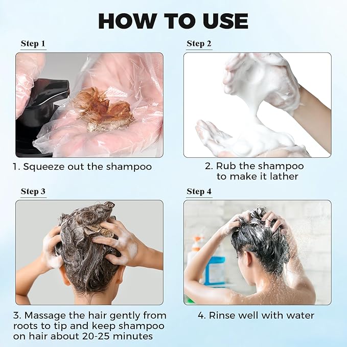 JUANCHI Black Hair Dye Shampoo 3 in1, Black Shampoo Hair Dye for Gray Coverage, Natural Hair Color for Women Men, Herbal Formula, Ammonia-free, Lasts 30 Days, 500ml (16.90 oz)