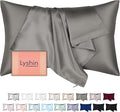 Mulberry Silk Pillow Cases Queen Size with Hidden Zipper, Ultra Smooth and Soft Breathable Cooling Silk Satin Pillowcase for Hair and Skin, Gifts for Women Men (Dark Grey, 20x30 Inches, 1 Pack)