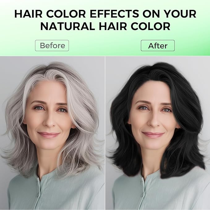 Black Hair Dye Shampoo for Woman & Man, Argan Hair Color Shampoo 3 in 1, Semi-Permanent Gray Hair Coverage, Mild Formula, Lasts 30 Days(16.90 oz)