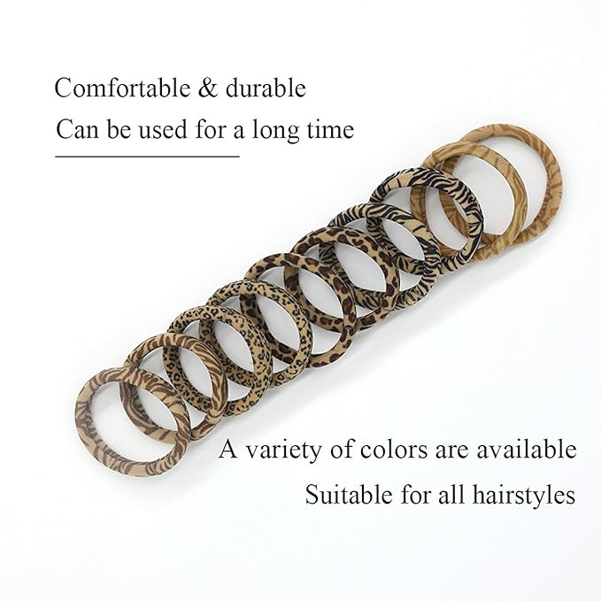 30 PCS Hair Ties for Women - Seamless Elastic Hair Bands, Gentle No Damage Ponytail Holders for Thin/Thick Hair, Durable Fashion Hair Accessories for Girl Mother(Leopard Print)