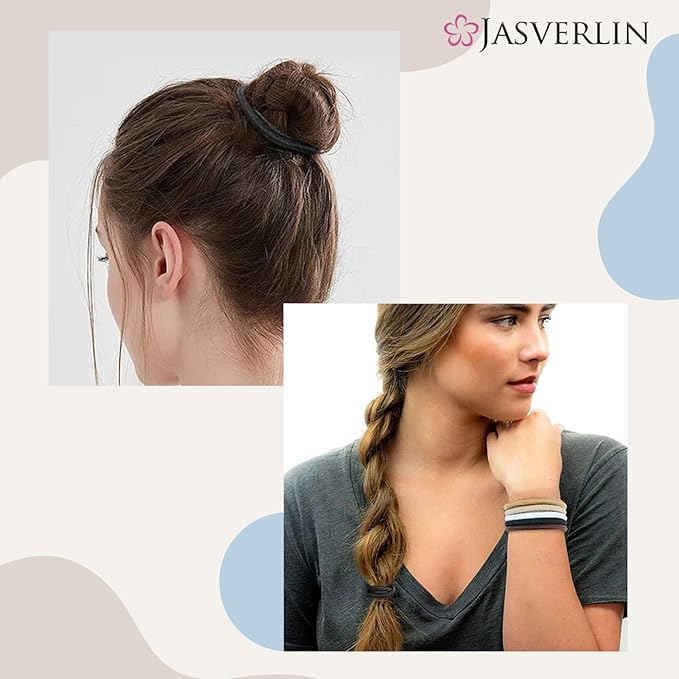 Black Elastics Hair Ties, Ponytail Holders No Metal Hair Bands Scrunchies Braid Accessories for Women Girls Thick No Damage Hair Band 4mm 50 Pieces (Black)