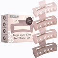 FRAMAR Large Claw Clips For Thick Hair – Large Hair Clip For Thick Hair, Big Hair Clips For Women, Claws Clips For Women, Pink Hair Clips, Pink Claw Clip - 4 Pack Non Slip Matte Finish