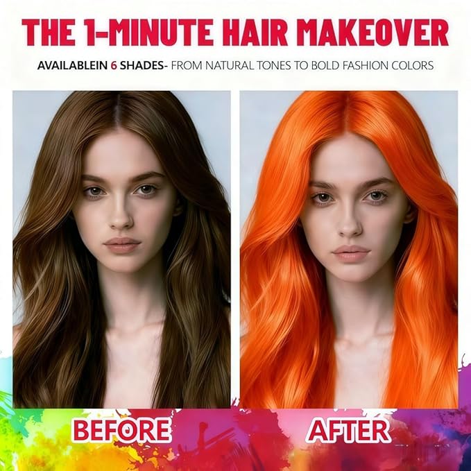 Orange Temporary Hair Color Spray - Washable & Natural One-Time Use Hair Wax for Women & Kids & Adults - Strong Hold for Halloween, Cosplay, Party, Washes Out Easily