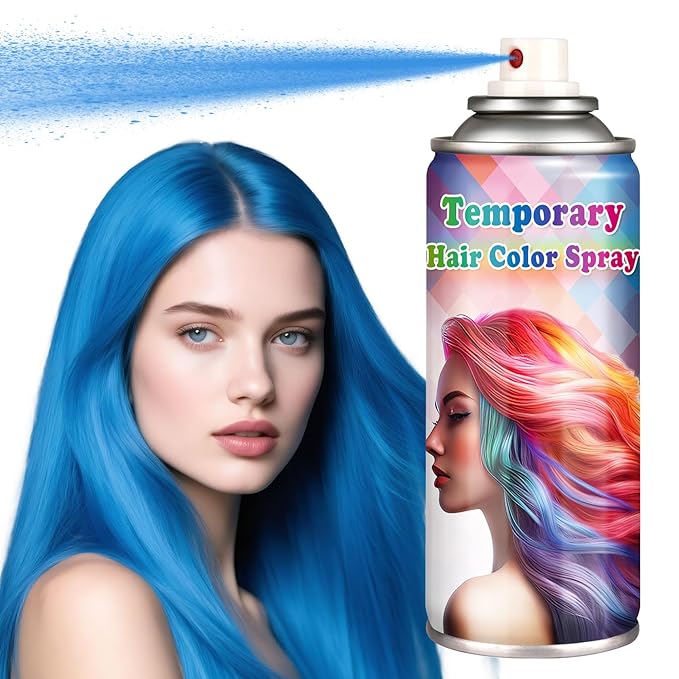 Blue Temporary Hair Color Spray for Kids Women,One-Time Use Washable Hair Dye,Non-sticky Colored Hair Spray for Cosplay Halloween,120ML (Blue）