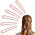 6Pcs Metal French Hair Pins for Women U Shape Sticks 3.9 Inch Vintage Fork for Hairstyle Accessories(Rosegold)