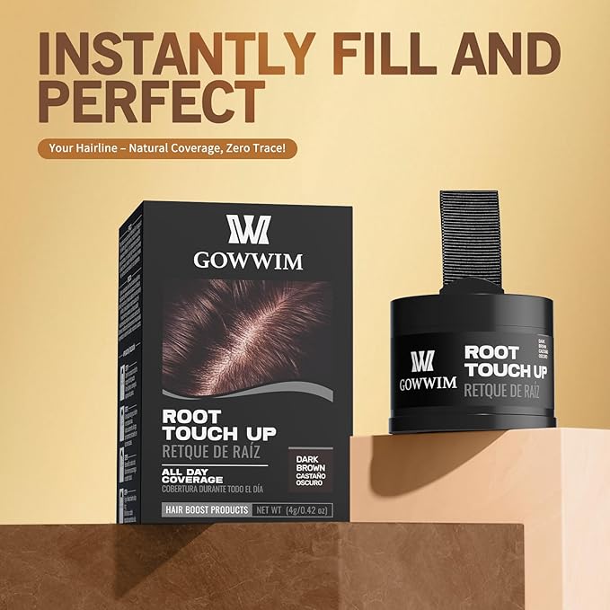 gowwim Hairline Powder (Med-Blonde) Instantly Hair Color Shadow Cover Gray Hair Root, Hair Touch-Up, Thin Hair Powder 0.14 Ounce