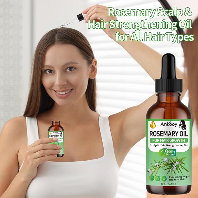 2 Pack Rosemary Oil for Hair Growth,Rosemary Hair Growth Oil,Hair Strengthening Serum for Dry Damaged Hair,Hair Loss Treatment & Thickens Hair,Scalp Care Promotes Hair Thickness for Men Women