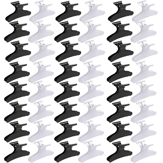 48 Pcs Black and White Butterfly Hair Clips for Styling and Sectioning - Pro Claws Clamps for Cutting, Coloring - Hair Accessories for Women Girls
