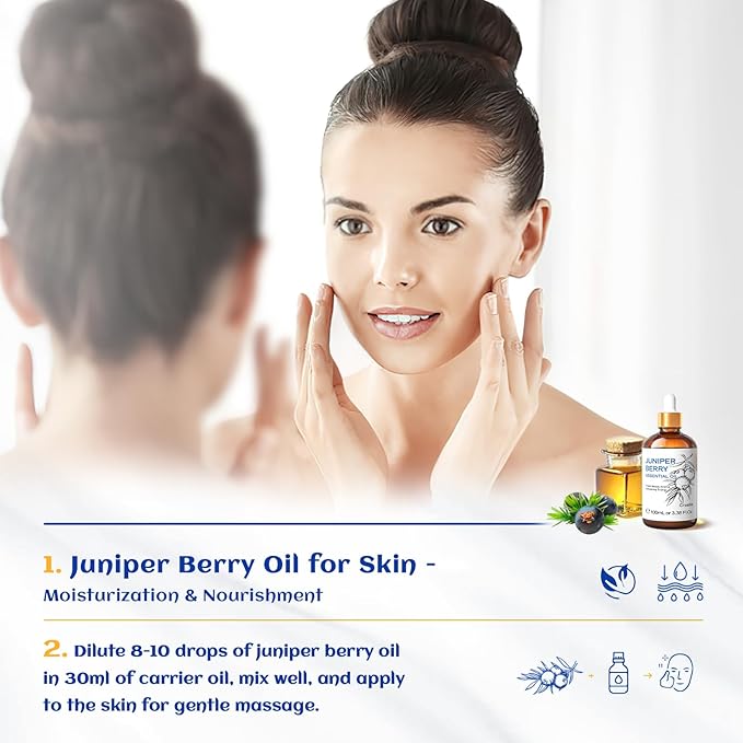 HIQILI 100ML Juniper Berry Essential Oil,100% Pure Natural Undiluted Premium - 3.38 Fl Oz