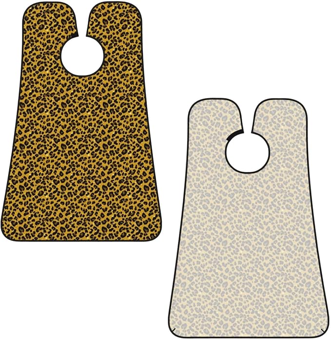 Adjustable Non-Stick Beard Apron, Hair Catcher Cape for Shaving Grooming, Waterproof with Suction Cups Men, Black Gold Glitter Wild Chic Animal Cheetah Leopard Ptint Shave Bib