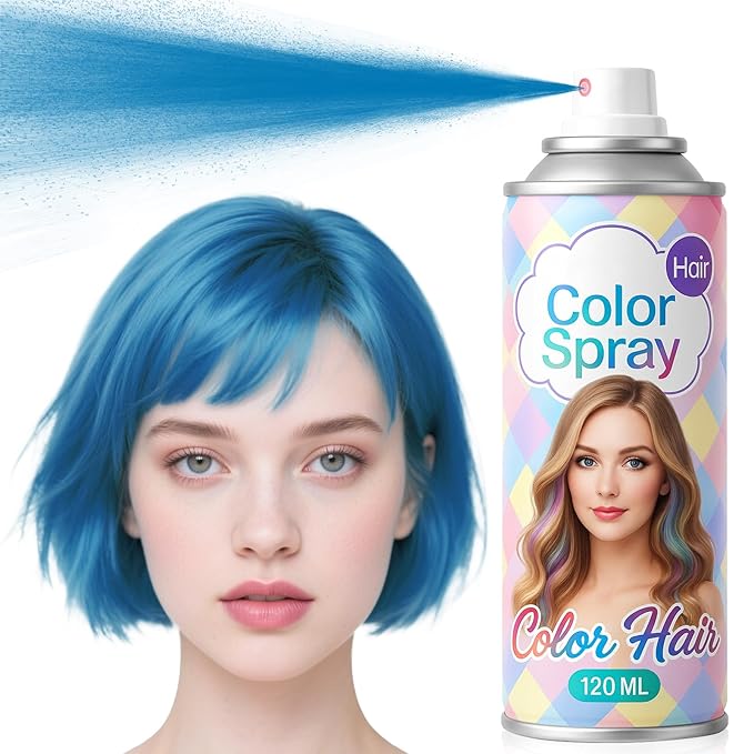 Temporary Blue Hair Color Spray – 1-Day Washable Hair Color for Women Kids Men, Bold Hair Spray for Halloween, Cosplay, Costumes, Parties, Festivals, Crazy Hair Day, DIY Hair Looks