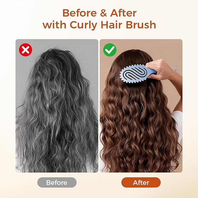 Curly Hair Brush, Curl Defining Brush with Soft Boar Bristles for Combing, Shaping, and Styling Curly Hair Suitable for All Women and Men with Wet & Dry Hair(Blue)