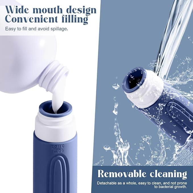 Travel Bottles for Toiletries, 3oz TSA Approved Travel Size Toiletries, Silicone Leak-Proof Refillable Containers, Squeezable Liquid Essentials Bottles W/Clear Bag (BLUE)