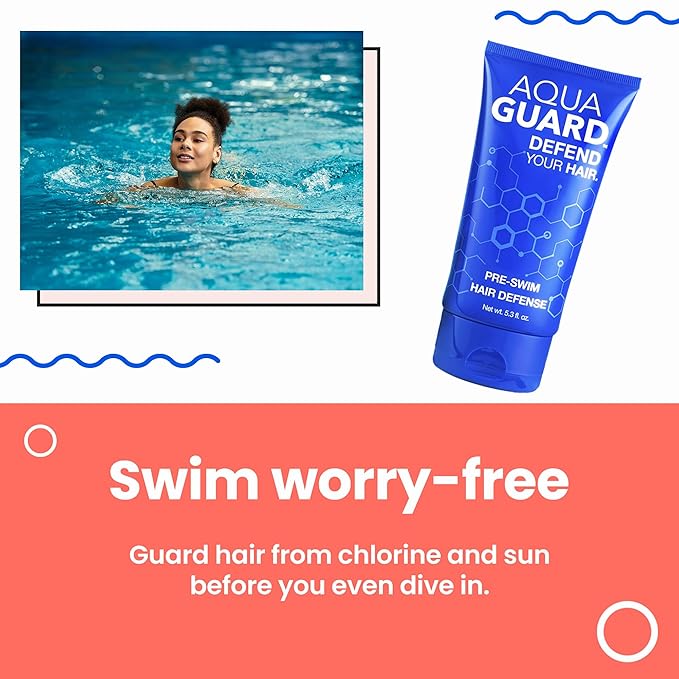 AQUA GUARD Swim Hair Rescue Bundle | Pre-Swim Protection & Post-Swim Repair Kit | Includes Hair Defense, Shampoo, Conditioner, Detangler, Hair Mask & SPF Skin Defense | Chlorine Care For Swimmers