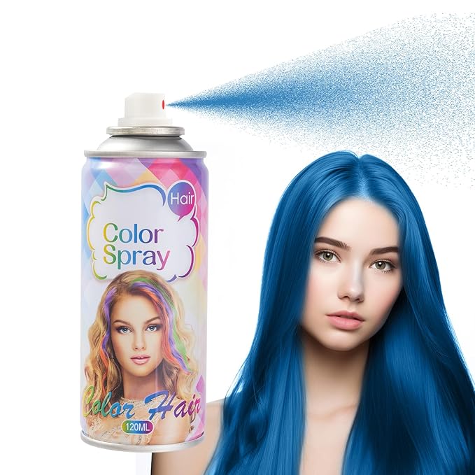 Temporary Hair Color Spray, Blue Hair Dye, Hair Color For Women, Temporary Hair Dye, Washable, Easy To Colour, Mild Formula, Suitable For Various Hair Types, Works On All Hair Colors 120ml