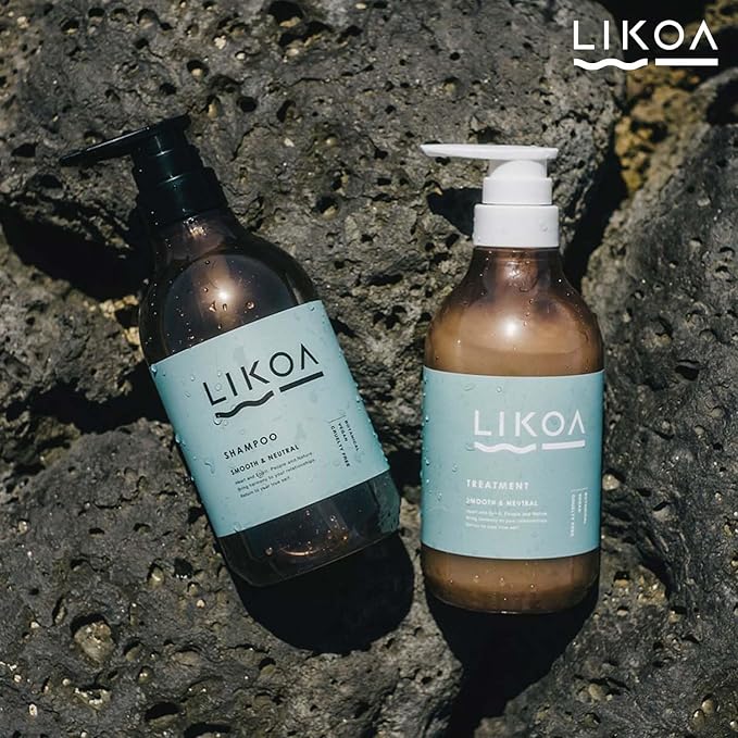 LIKOA, Smooth and Neutral Treatment, Vegan, Halal, Lightweight Moisture for Fine, Dry, or Tangle-Prone Hair, Botanical Hair Care, White Floral Scent, Made in Japan, 500g, 17.64oz