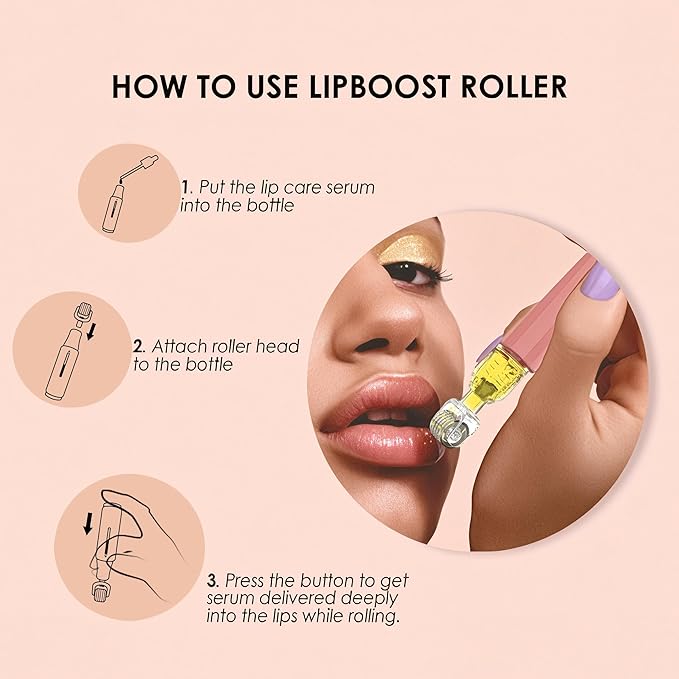 Derma Roller with Liquid Reservoir Serum Applicator for Lips, Skin, Hair, Wrinkles, Easy to Use Face Roller Skin Care Tools Without Serum, 105 Titanium Needles 0.25 mm
