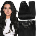 Full Shine Black Clip in Hair Extensions Real Human Hair Jet Black Hair Extensions Human Hair Clip ins Triple Weft Clip in Extensions for Women Straight Natural Hair 7 Pcs 18 Inch
