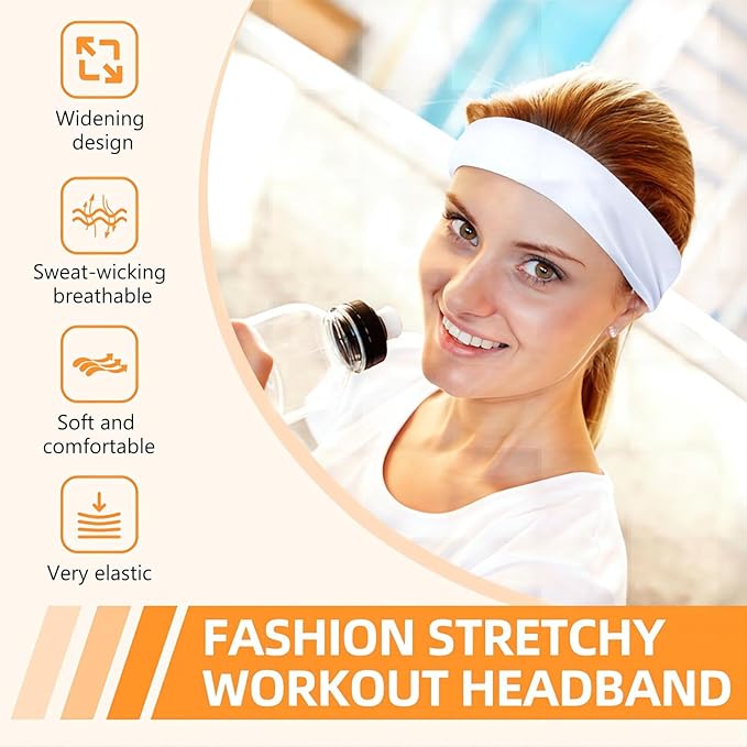 8PCS Summer-Exclusive Non Slip Sports Elastic Soft Running Fashion Headbands Absorb Sweat for Women & Men Working Out, Travel