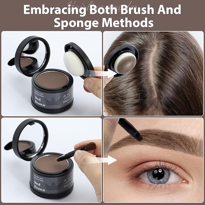 2 Pack Hairline Powder for Women and Men, Used to Root Touch Up Hair Color, Thinning and Gray Hair Coverage and Bald Spots Coverage, Soft Brown