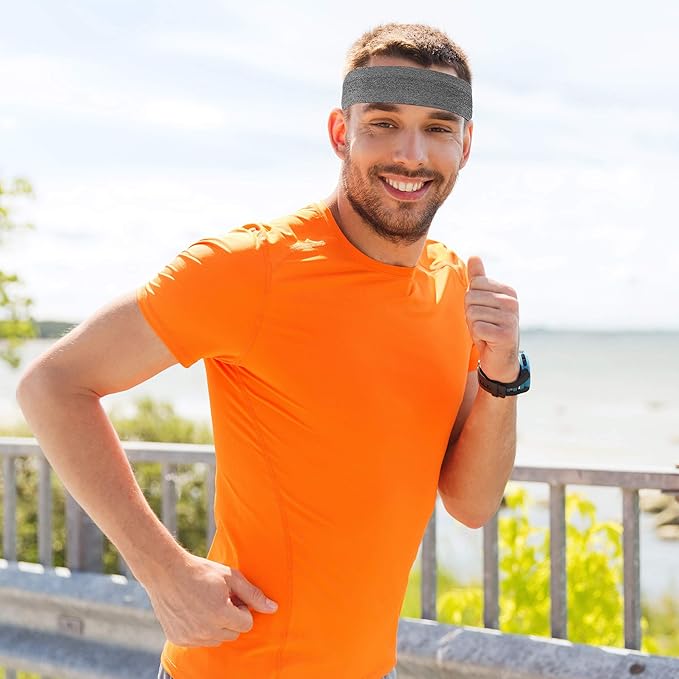 8 Pieces Sweatbands Non Slip Headbands Stretchy Running Sports Sweatbands Workout Headband Grip Silicone Yoga Hair Band Elastic Exercise Hair Wrap for Women Men