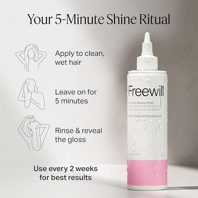 Freewill Color Seal Glossing Rinse, Gloss Treatment for Preserving Hair Color and Restoring Shine to Color-Treated Hair, Helps with Frizz Control, 8.5 oz