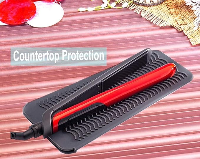 Heat Resistant Silicone Mat Pouch,Hair Styling Tools for Curling Irons, Flat Irons, Hair Straightener， 11.5 * 6 Inches, Food Grade Silicone, Grey