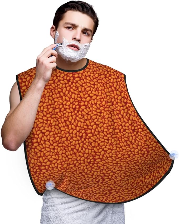 Ultimate Shaving Bib, Beard Trimming Apron with Hair Catcher, Baked Beans
