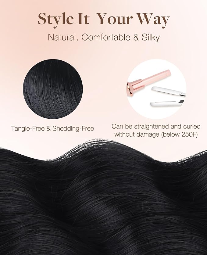 GOO GOO Invisi Edge Tape in Hair Extensions Human Hair, 1 Jet black 20pcs 20inch 50g, Virgin Remy Hair, Seamless Injected Tape, Natural Look