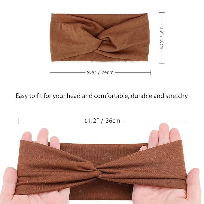 DRESHOW 8 Pack Headbands for Women Girls Vintage Leopard Headband Knotted Headwraps Criss Cross Hair Bands Accessories