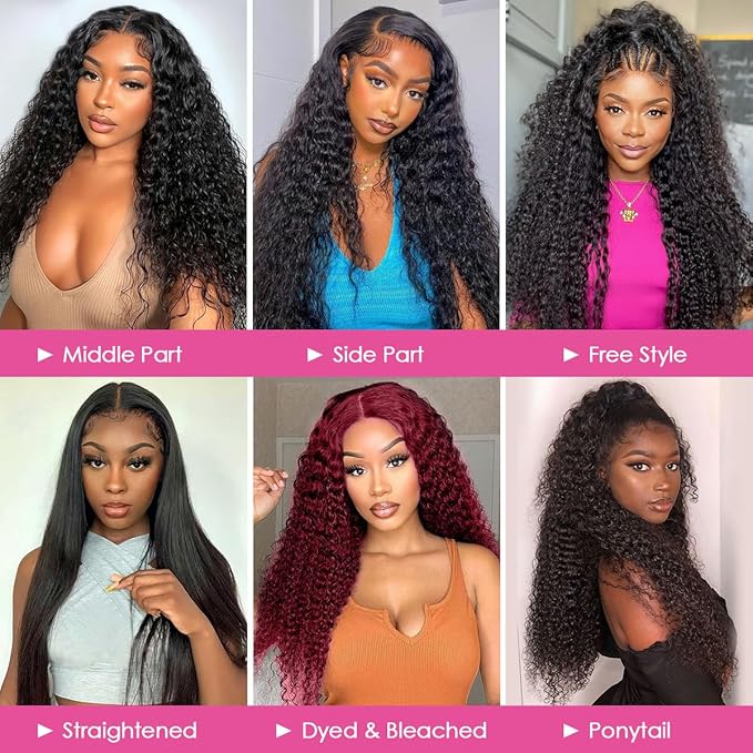 CYNOSURE Lace Front Human Hair Wigs for Black Women 13x4 9A Curly Lace Front Wigs Human Hair Pre Plucked with Baby Hair Natural Black Color(18, Curly Wigs)