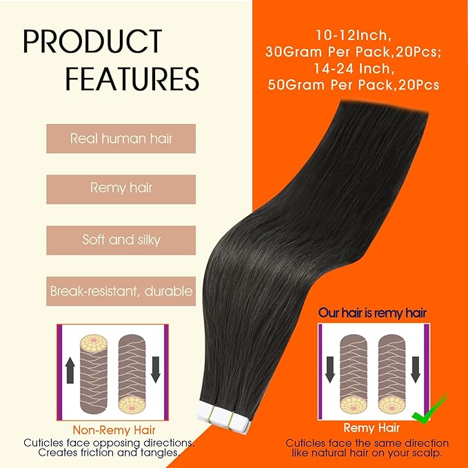 Full Shine Invisible Tape in Hair Extensions Human Hair Color 1C Mocha Brown Tape Hair Extensions Real Human Hair 20Inch Long Remy Straight Extension 50G 20Pcs for Women Natural Look