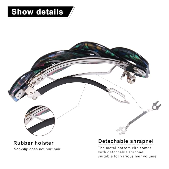 Women's Hair Barrettes - Elegant French Retro Accessories for Thick Hair Daily Wear (3pcs Large)