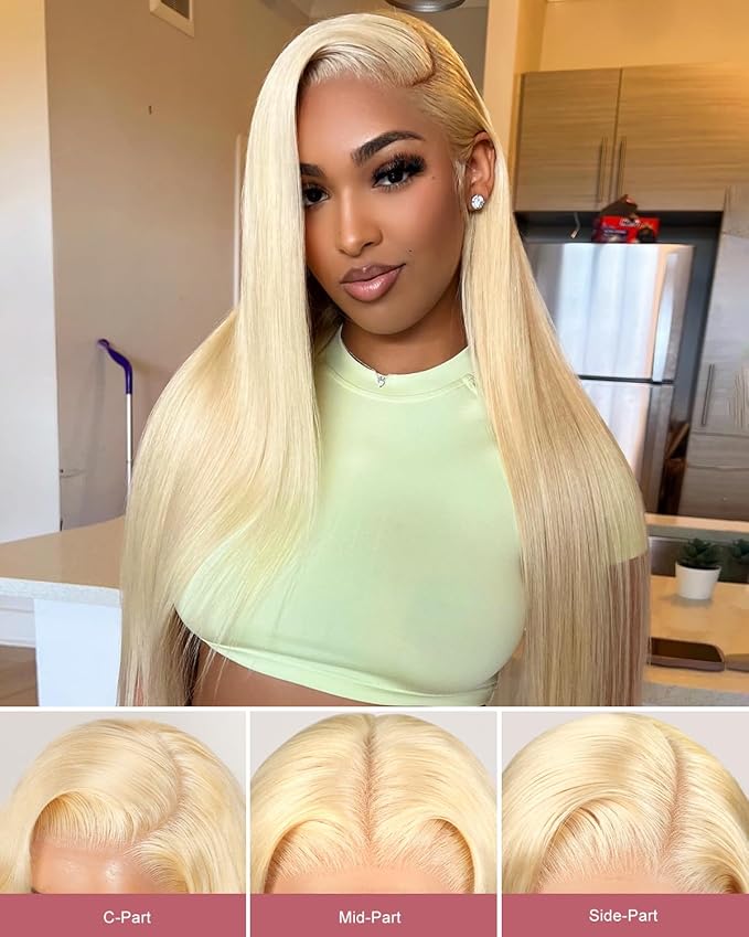 Alididi 613 13x6 Lace Front Wig Human Hair 22 Inch 180 Density Blonde Wig Human Hair Straight 100% Real Human Hair True Length Random Dyeing No Tangle No Shedding No synthetics Triple Lifespan 3x