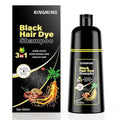 KINGMING Black Hair Dye Shampoo 3 in 1 for Gray Hair, Hair Color Shampoo for Women Men Grey Hair Coverage, Herbal Ingredients Champu Con Tinte Para Canas 500ml (Black).