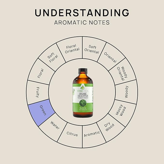 VINEVIDA Organic Eucalyptus Essential Oil 4 oz - Undiluted Organic Eucalyptus Oil 4 oz - DIY Candle Scents for Candlemaking - Bulk Essential Oil for Soap Making (4OZV-OBP-ORG-EUC-120ML)