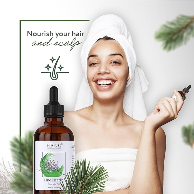 HBNO California Bottled Pine Needle Essential Oil 4 fl oz (120ml) - Natural Pine Needle Oil - Perfect for Cleaning, Aromatherapy, DIY, Soap & Diffuser