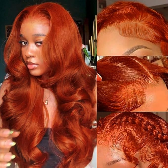 AMIRTY 200% Density Ginger Wig Human Hair 13X4 HD Transparent Lace Front Wigs Human Hair Pre Plucked with Baby Hair Chestnut Brown #33 Human Hair Wigs For Women 24 Inch